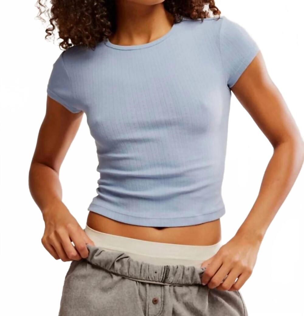 NEW FREE PEOPLE wait a minute baby tee in chambray